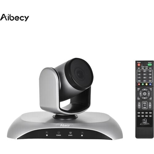 Aibecy 1080P HD Conference Camera USB Plug & Play 3X Zoom 360° Rotation with Remote Control Power Adapter for Video Meetings