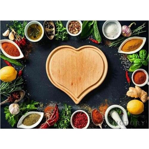 5D Diy Diamond Painting Kitchen of Spices Diamond Embroidery Cross Stitch Full Square Round Mosaic Wedding Dining Room Decor