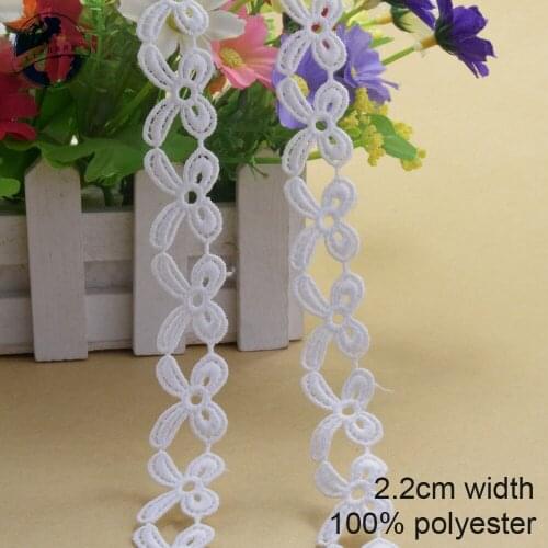 2.2cm white polyester embroidery lace french lace ribbon fabric guipure diy trims warp knitting sewing Accessories#3730