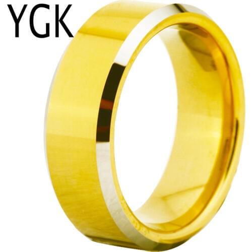 Free Shipping Cheap Price USA Russia Brazil Hot Sales 7MM Polish Beveled Gold Bridal Tungsten Carbide Wedding Ring US size 6-13