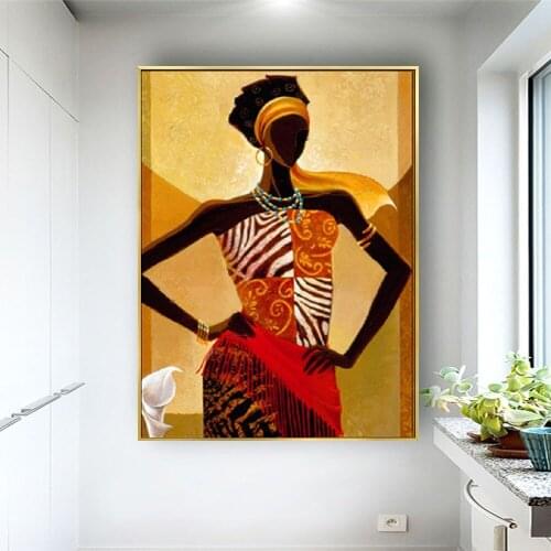 Free Shipping Artist Handmade African Oil Painting On Canvas Handmade Abstract Figure African Woman Oil Painting for Living Room