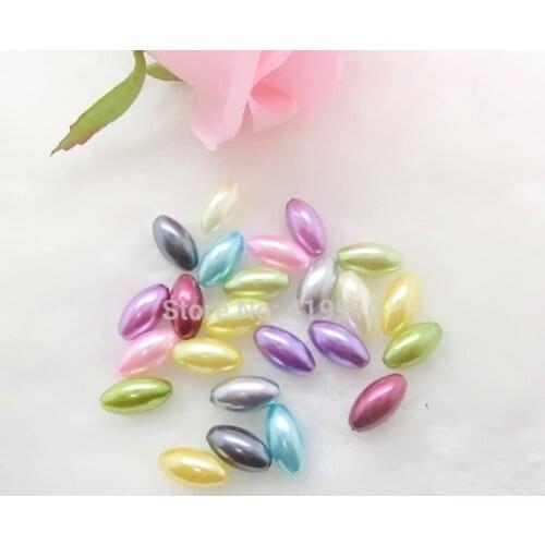 Free shipping-300PCs Random Mixed Pearl Imitation Acrylic Oval Shape Beads 14x7mm D2633