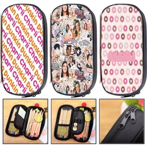 Charli Damelio Pencil Case Boys Students School Supplies Pencil Box Kids Zipper Pen Bag Children Pencil Holder Girls Makeup Bag
