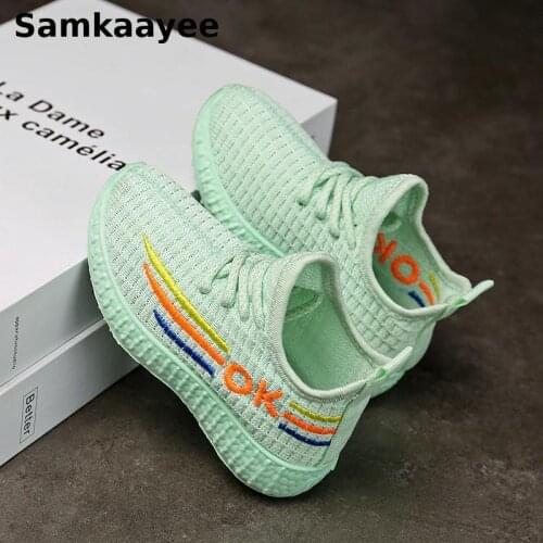 2-14y Children Shoes Kids Sneaker Spring Autumn Baby Boys Girls Casual Flat Shoes OK Letter Soft Breathable Sport Footwear Y19
