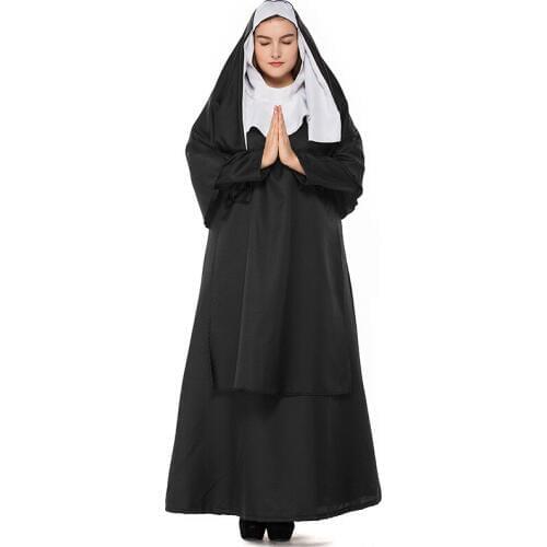 Virgin Mary Sexy Nun Costumes Classic Nun Uniform Adult Women Cosplay Outfits Halloween Sister Christian Missionary Fancy Dress