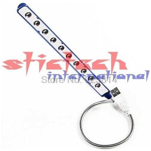 By dhl or ems 100pcs USB Light Aluminum housing 10 LED usb lamps Bright Soft Light Flexible For PC Laptop Desktop Computer