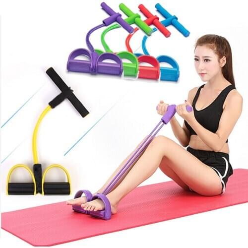 4 Tubes Resistance Bands Fitness Gum Latex Sit-up Pull Rope Foot Expander Chest Pull Leg Latex Pilates Workout Yoga equipment