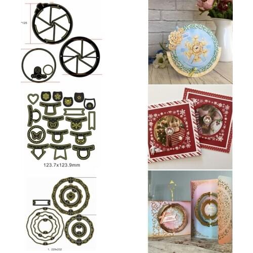 Round Gear Lace Magic Window Die Adornment Pain Metal Cutting Dies for Scrapbook Craft Embossing Card Paper New Hot Stencil