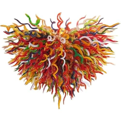 Colorful Hand Blown Chandelier Lamps Indoor Art Decor LED Pendant Light Murano Glass Chandeliers Custom 32 or 40 Inches Wide