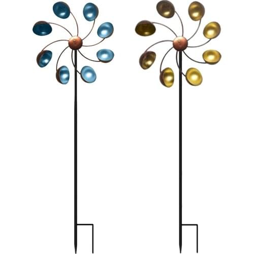 26 Inch Iron Windmill Garden Decor Wind Catcher Crafts Wind Sculptures Stake Patio Courtyard Ornament Relax Your Mood