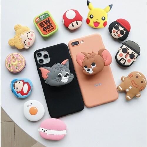 Cartoon anime Cute Folding Phone Socket Stand Holder For Mobile Phone For iphone 11 12 Pro Max Grip Contraction bracket