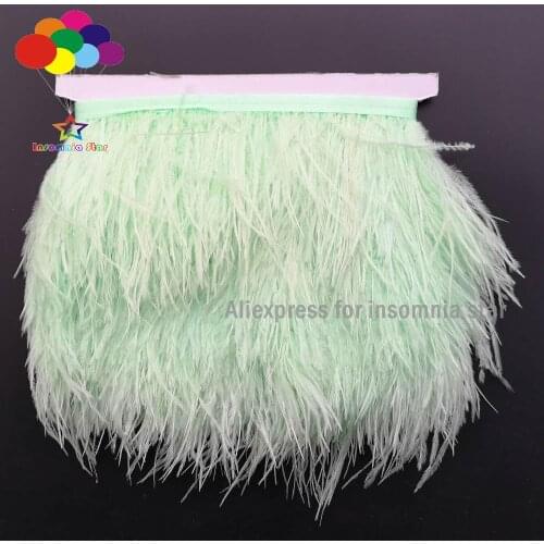 Mint Green Ostrich Feathers Trims Fringe Ribbon Tape Dress Sewing Crafts Costume