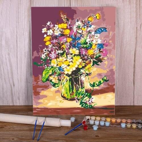 Flower Vase Coloring By Numbers Painting Kit Oil Paints 40*50 Oil Painting Loft Picture For Kids Handicraft Handiwork Art