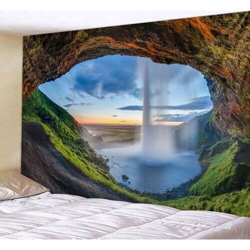 Sky Outside The Cave Printed Tapestries Hanging Tapestry Wall Hanging Water Curtain Boho Bedspread Yoga Mat Blanket 200*150cm