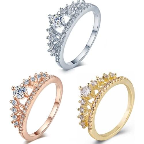 New Products Fashion Shiny Crown Ring Women Engagement Jewelry Anniversary Gifts