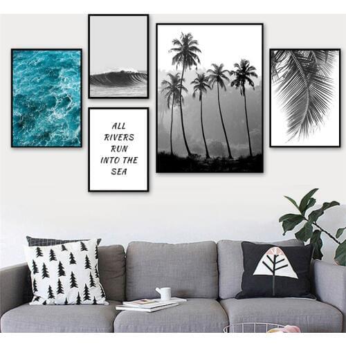 Palm Tree Seascape Art Canvas Painting Nordic Print And Poster Decoration Wall Picture For Living Room Home Decor Unframed AL141