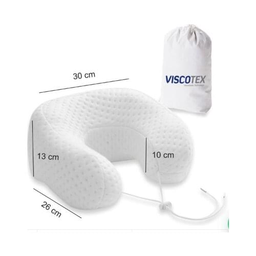 Visco Neck Pillow 65% Polyester, 35% Viscose Quality Comfortable Sleep Neck Support Orthopedic Airplane Pillow 30 x 28 x 12 cm