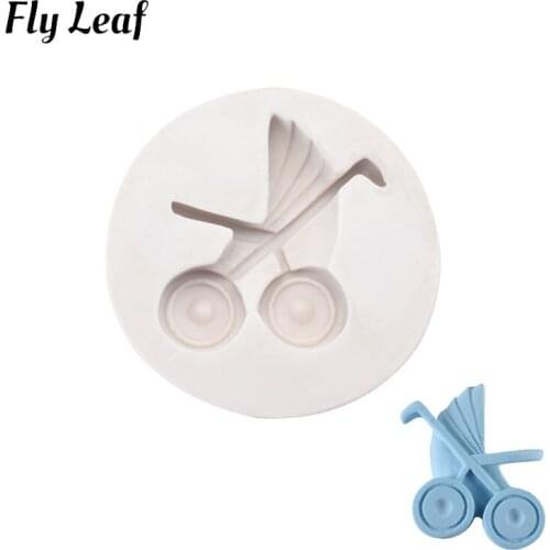 Fly Leaf Baby Carriage Silicone Mold DIY Handmade Fondant Baby Stroller Pram Mould Baking Tool Accessories Cake Decoration