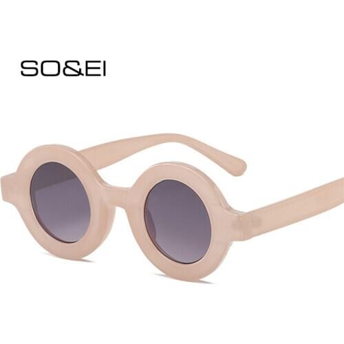 SO&EI Fashion Round Women Sunglasses Vintage Champagne Eyewear Trending Men Shades UV400 Gradient Sun Glasses