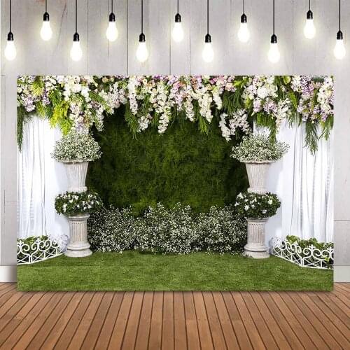 Bridal Shower backdrop for photography Wedding Green grass background for photo studio photocall boda photophone customize