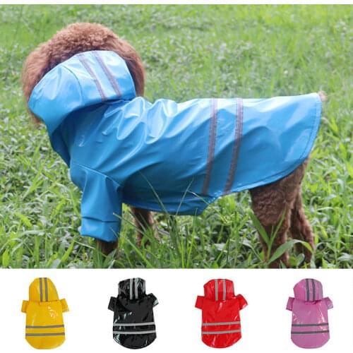 Pet Dog Raincoat Reflective Waterproof Jackets PU Rain Coat Jumpsuit for Small Medium Dog Cats Pets Apparel Outdoor Clothes