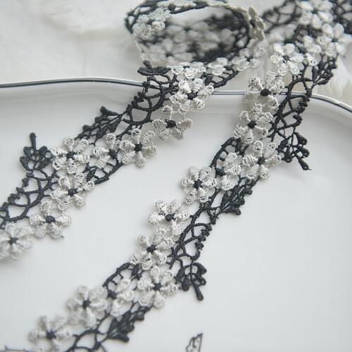 2Yards/lot 4cm black sliver mixed wavy hollow venicel Venise Lace Trim for Garment,Curtain Decorcation venise lace 2018113003