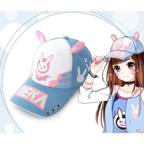 Top Quality Canvas OW D.VA Hana Song Rabbit Snapback Hat Cute Adjustable Cosplay Baseball Cap
