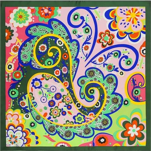 Cashew print womens hairband 60*60cm imitation silk lady small square scarf fashion beach shawl handkerchief for head ML5