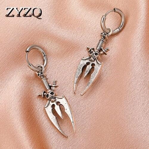 ZYZQ 2021 New Gothic Exaggeration Skull Earrings For Men And Women Personality Punk Couple Earrings Fashion Halloween Jewelry