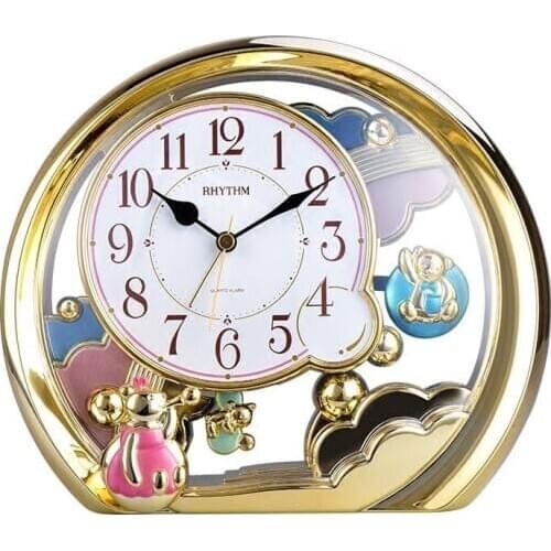 100% NEW AND HIGH QUALITY EXQUISITE CUTE MINI BEAR SILENT JUMPING MOVEMENT TABLE CLOCK ALARM CLOCK GOLD FRAME CHILDRENS GIFTS
