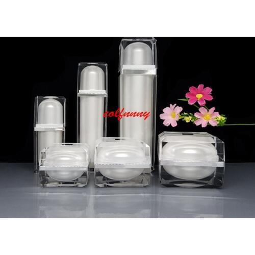 15/30/50g 20ml 40ml 60ml Acrylic Cream Jar Gold Cap Empty Cosmetic Bottle Container Jar Square Lotion Pump Bottle F050716