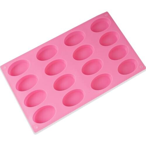 16 Cavity Oval Silicone Mold Bakeware Chocolate Cookie Brownie Soap Making Cake Ice Jello Mold Silicone Mould Tray 10349750