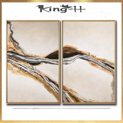 2 plants modern 100% Handmade abstract fluid oil painting canvas art home decoration for living room sofa background no f