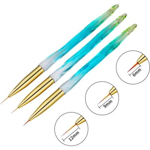 3Pcs/set Nail Art Pen Light Therapy Pen Crystal Pen Drawing Pen Nail Brush DIY Acrylic UV Gel Brushes Design Manicure Tools Set