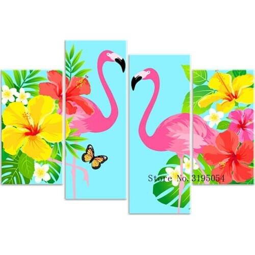 4PCS Flamingo,bird diy Diamond Embroidery Picture of Rhinestones Triptych Almaznaya Mosaic Cross Stitch full Diamond Painting 5d