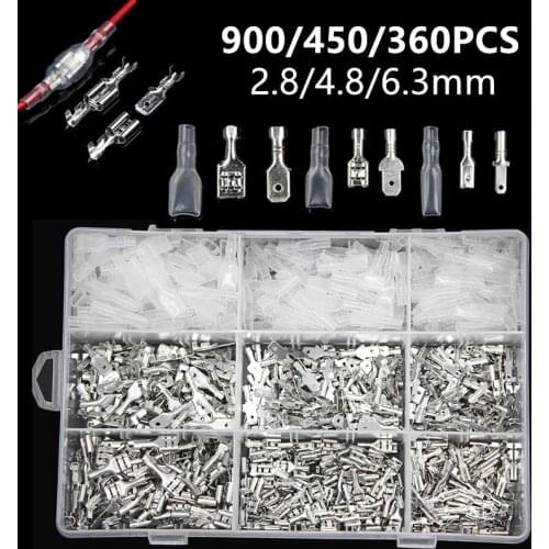 900/450/360PCS 2.8/4.8/6.3mm Crimp Terminals Insulated Seal Electrical Wire Connectors Crimp Terminal Connector Kit Assortment