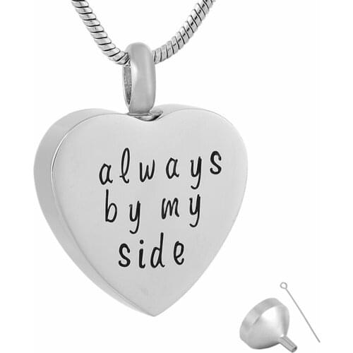 9774 Cremation Necklace - Hand Stamped Heart Memorial Jewelry - With Me Always - Loss Jewelry