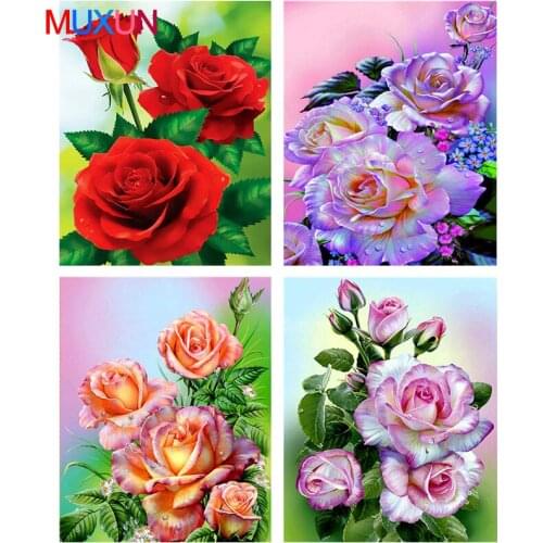 Muxun Full Square/Round Drill 5D Diy Diamond Painting Rose Flower Embroidery Cross Stitch 5D Home Decor Gift Handmake Rp491