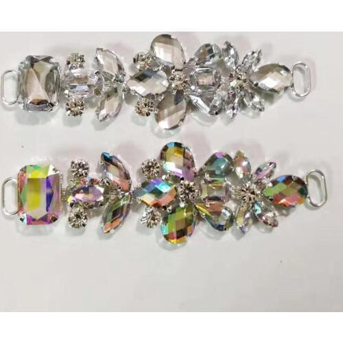 Free Shipping 24pcs/lot 3.5'' Rhinestone Bikini Connector Shoe Buckle Apparel Rhinestone Connector Headband Connector RC80602