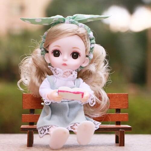 BJD Doll 16cm Doll Gifts For Girl Joints Dolls With Full Outfits Clothes Set Wig Makeup Handmade Beauty Toy