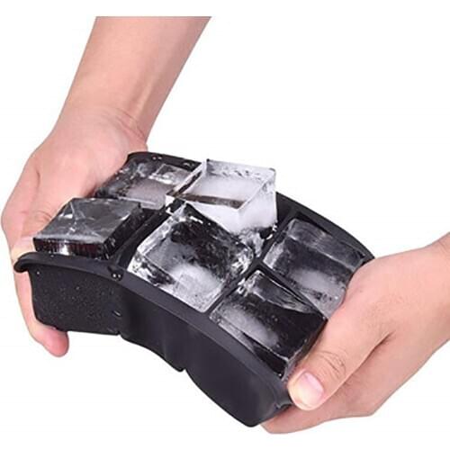 BPA Free 6 Big Ice Tray Mold Giant Jumbo Large Food Grade Silicone Ice Cube Square Tray Mold DIY Ice Maker Ice Cube Tray