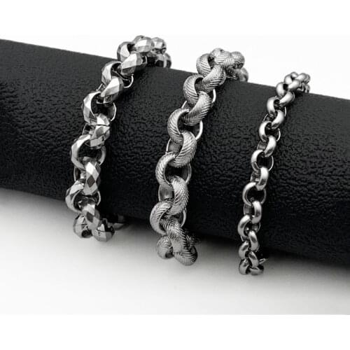 Titanium steel striped circle stainless steel bracelet new mens simple all-match jewelry