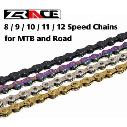 ZRACE Bike Chain 8 9 10 11 12 Speed MTB Mountain Road Bicycle,Neon-Like, Silver, Black, Gold,114/120/126L