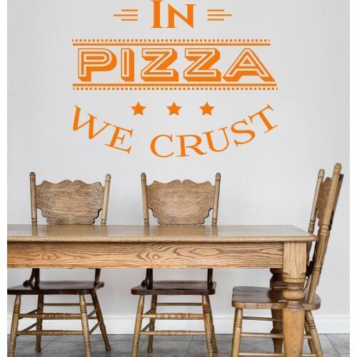 Pizza Quote Pizzeria Wall Stickers Vinyl Italian Restaurant Kitchen Wall Accessories Remocable Room Wall Decals Mural Z098