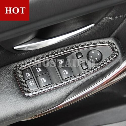 For BMW 3 Series 4 Series F30 F31 F32 F34 Carbon Fiber Door Window Switch Trim Cover 2013-2018 4pcs Car Accessories Interior