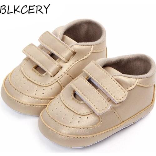 Newborn Baby Boys moccasins infant PU Leather first walker Two Strap soft sole Toddler Sneakers Brand Baby shoes for 0-18 Month