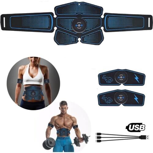 Electric Gym Trainer Wireless Abdominal Muscle Stimulator EMS Smart Fitness Training Massager Body Slimming Belt USB Recharge