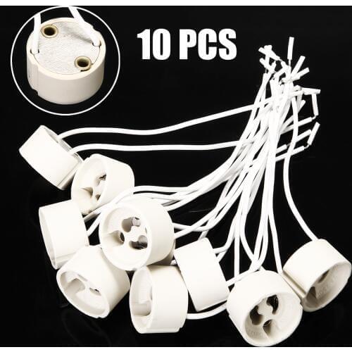 10pcs GU10 Ceramic Socket Holder Socket Light Base Bulb Halogen Lamp Wire Connector Fitting Base For LED Light