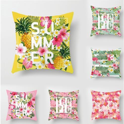 Concise Automobile Pillow Cover Flowers And Plants Cushion Cover Flamingo Pillow Case 40x40 Office Cushion Cover