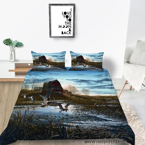Wild Goose Bedding Set Natural Scenery Artistic Fresh Duvet Cover Oil Painting Single Double Twin Full King Queen Size Bed Set